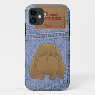 Blauw Jean Dachshund Butt iPhone 11 Hoesje