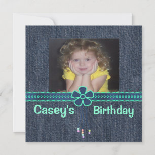 Blauw Jean Denim Birthday Invitation Kaart