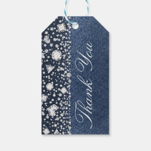 Blauw Jean Denim & Diamanten Bling Diamant Glam Cadeaulabel