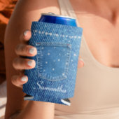 Blauw Jean Denim en Diamant met Pocket Blikjeskoeler