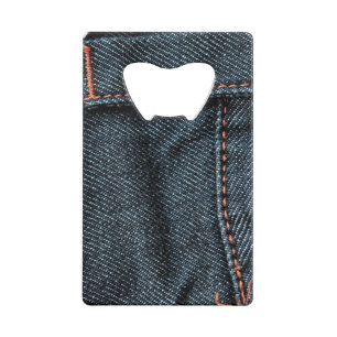 Blauw Jean Stitching Kredietkaart Flessenopener