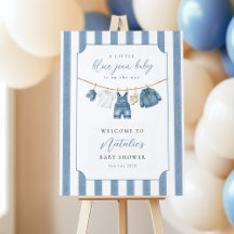 Blauw jeans baby baby shower welkom bord
