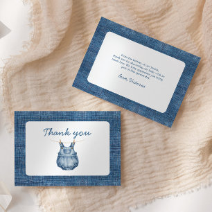 Blauw jeans baby denim baby shower bedankkaart