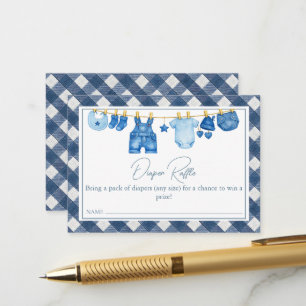 Blauw jeans baby shower luier raffle informatiekaartje