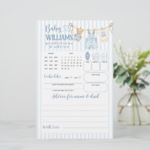 Blauw jeans babyshower jongen voorspelling spel