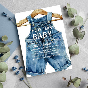 Blauw Jeans Jongen Western Baby Shower Kaart