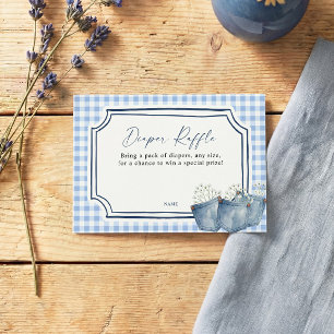Blauw jeans luier tombola kaart