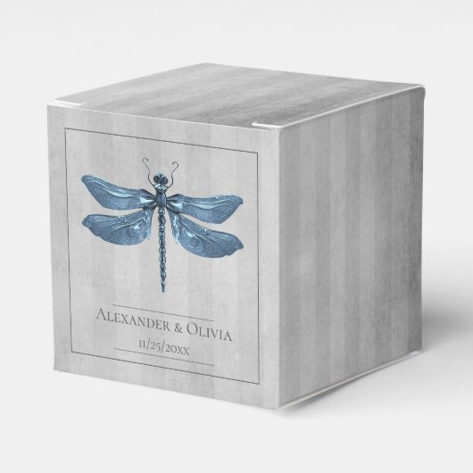 Blauw Jeweled Dragonfly Bruiloft Bedankdoosjes (Voorkant Zijde)