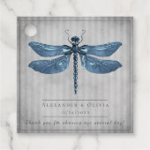 Blauw Jeweled Dragonfly Bruiloft Bedankjes Labels (Voorkant)