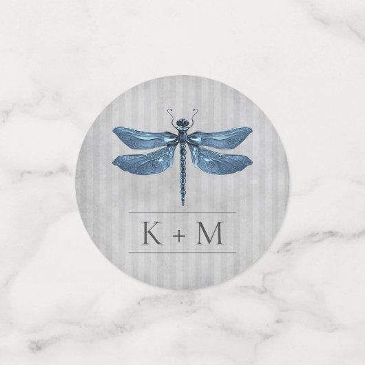 Blauw Jeweled Dragonfly Bruiloft Confetti (Kleine voorkant)