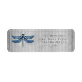 Blauw Jeweled Dragonfly Bruiloft Etiket (Voorkant)