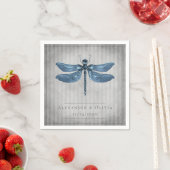 Blauw Jeweled Dragonfly Bruiloft Servet (Insitu)