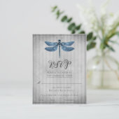 Blauw Jeweled Dragonfly Wedding RSVP (Staand voorkant)