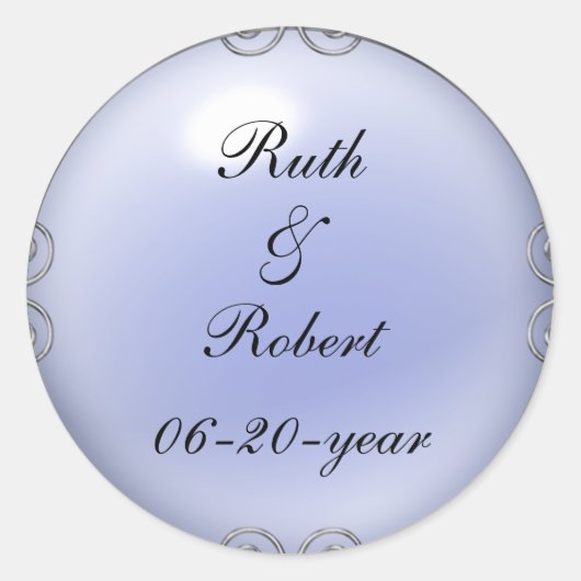 Blauw Jeweled Pearl Wedding Stickers (Voorkant)
