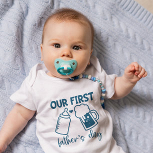 Blauw Jongen "Onze Eerste Vaderdag" Kids Romper