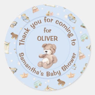 Blauw Jongens Baby Borrelcadeau Ronde Sticker