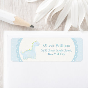 Blauw Jongensdinosauriusbaby Shower Retouradres Etiket