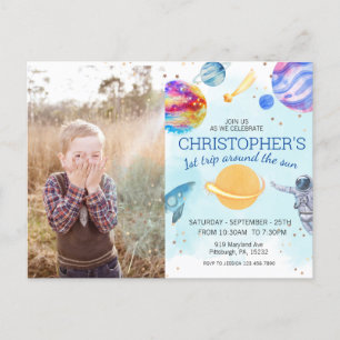 Blauw jongetje Ruimtevaarder Verjaardagsfeestje in Briefkaart