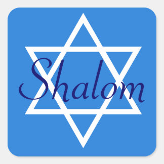 Blauw Joods Vierkant Shalom stickers