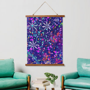 Blauw Jubileum Abstracte Kunst Hangend Wandkleed