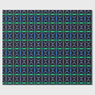Blauw Kaleidoscoop Fractaalpatroon Cadeaupapier