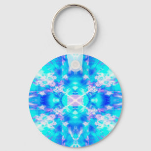 Blauw kaleidoscooppatroon sleutelhanger
