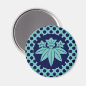  Blauw Kamakura Minamoto Japan Mon Oriental Magneet (Voorkant / Achterkant)