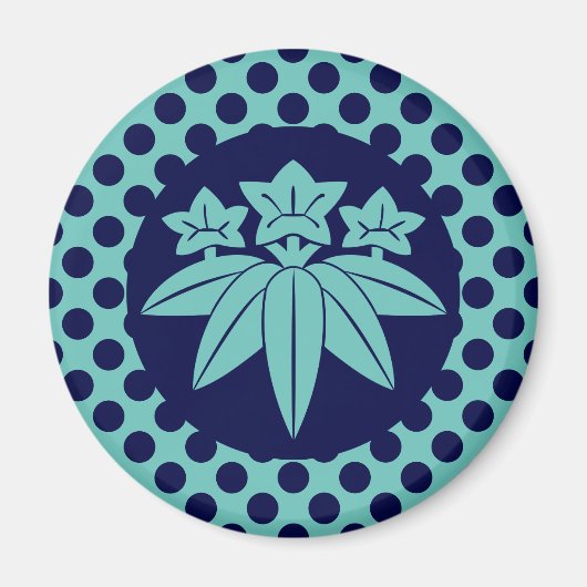  Blauw Kamakura Minamoto Japan Mon Oriental Magneet (Voorkant)