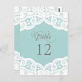 Blauw Kant Dagelijks Bruiloft Tafel Nummer Tafel K Briefkaart (Voorkant / Achterkant)