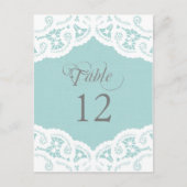 Blauw Kant Dagelijks Bruiloft Tafel Nummer Tafel K Briefkaart (Voorkant)