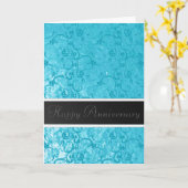 Blauw Kanten Jubileum Kaart (Gele Bloem)