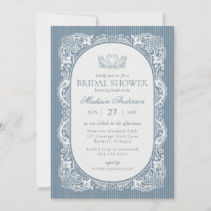 Blauw Kanten Kleedje Vintage Bloem Bruidsdouche Kaart