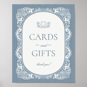 Blauw Kanten Kleedje Vintage Bloemkaarten & Cadeau Poster