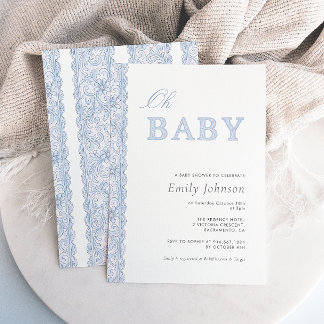 Blauw Kantwerk O Baby Jongen Baby Borrelkaart Uitn Kaart