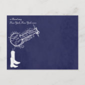 blauw karton Cowboy sparen de datum Aankondigingskaart (Achterkant)