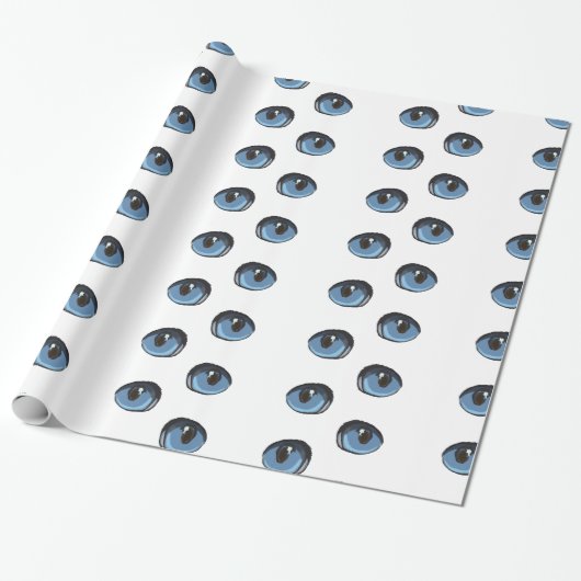 Blauw katje oog patroon cadeaupapier (Uitgerold)