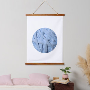 Blauw katoengaren textiel hangend wandkleed