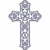 Blauw Keltisch Hoog kruis Sticker (Voorkant)