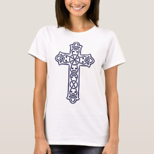 Blauw Keltisch Hoog kruis T-shirt