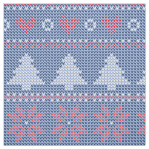 Blauw Kerst Breipatroon Stof