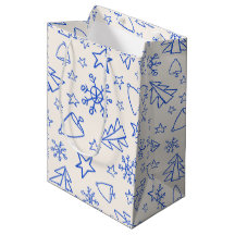 Blauw Kerst Doodle Cadeautas