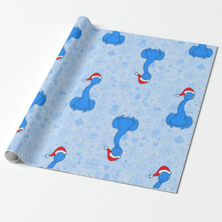 blauw kerst sint Loch ness Monster Cadeaupapier