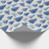 Blauw Kerst toile Cadeaupapier (Hoek)