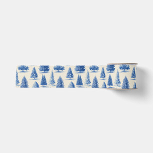 Blauw Kerst toile Grosgrain Lint