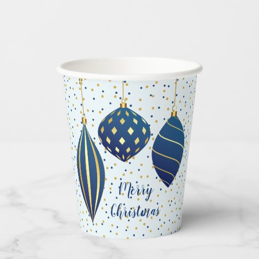 Blauw kerstblauw goudversierblauw papieren bekers (Achterkant)