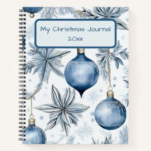  Blauw Kerstboom Ornamenten Patroon Notitieboek