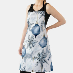  Blauw Kerstboom Ornamenten Patroon Schort