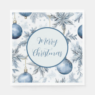 Blauw Kerstboom Ornamenten Patroon Servet