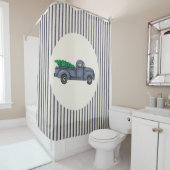  Blauw Kerstboom Vrachtwagen Douchegordijn (In situ)