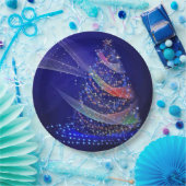  blauw kerstboombeeld papieren bordje (Feest)